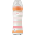 CHICCO Láhev kojenecká sklo Well-being silikon 240 ml děvče CHICCO Láhev kojenecká sklo Well-being silikon 240 ml děvče