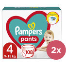 2x PAMPERS Pants Nohavičky plienkové jednorazové 4 (9-15 kg) 108 ks - MEGA PACK