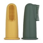 PETITE&MARS Sada silikonových zubních kartáčků na prst Ochre&Green 2 ks 0m+ PETITE&MARS Sada silikonových zubních kartáčků na prst Ochre&Green 2 ks 0m+