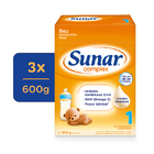 3x SUNAR Complex 1 Mlieko počiatočné 600 g 3x SUNAR Complex 1 Mlieko počiatočné 600 g