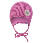 LITTLE ANGEL Čiapka pletená zaväzovacia rebro Outlast ® 2 - 39-41 cm orgován