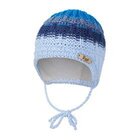 LITTLE ANGEL Čiapka pletená zaväzovacie dúha Outlast® vel.2, 39-41 cm modrá