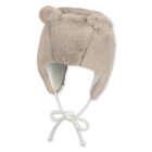 STERNTALER Čepice zimní kožešina s oušky na zavazování beige uni  vel. 45 cm- 6-9 m