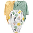 CARTER'S Body dlouhý rukáv Veggies neutrál LBB 3 ks PRO, vel. 46 CARTER'S Body dlouhý rukáv Veggies neutrál LBB 3 ks PRO, vel. 46
