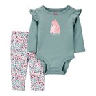 CARTER'S Set 2dielny legíny, body dl. rukáv Green Bear dievča NB/ veľ. 56