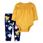 CARTER'S Set 2dielny legíny, body dl. rukáv Yellow Flowers dievča NB/ veľ. 56