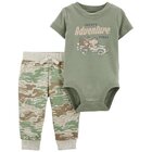 CARTER'S Set 2dielny tepláky, body kr. rukáv Green Camo chlapec 6m