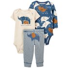 CARTER'S Set 3dílný body dl. rukáv, body kr. rukáv, tepláky Blue Elephant chlapec LBB NB/ vel. 56 CARTER'S Set 3dílný body dl. rukáv, body kr. rukáv, tepláky Blue Elephant chlapec LBB NB/ vel. 56