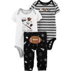 CARTER'S Set 3dílný body krátký rukáv 2 ks, kalhoty Football Black chlapec LBB 18 m/vel. 86