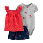 CARTER'S Set 3dielny body krátkyrukáv, tričko, sukňa Fruits dievča 24 m /veľ. 92