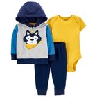 CARTER'S Set 3dielny mikina, tepláky, body kr. rukáv Grey Wolf chlapec 3m