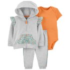 CARTER'S Set 3dílný mikina, tepláky, body kr. rukáv GreyOrange dívka 3m CARTER'S Set 3dílný mikina, tepláky, body kr. rukáv GreyOrange dívka 3m