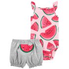 CARTER'S Set 2dielny body tielko, nohavice kr. Pink Watermelon dievča NB/ veľ. 56
