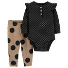 CARTER'S Set 2dielny body dl. rukáv, legíny Black Dots dievča 3m