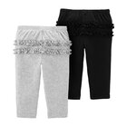 CARTER'S Nohavice dlhé 2 ks, čierna/sivá - 6 m /veľ. 68