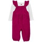 CARTER'S Set 2dielny nohavice s trakmi, tričko dl. rukáv Berry/White dievča 6m