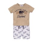 DIRKJE Set 2dílný kr. kalhoty 74 Sand+White+aop