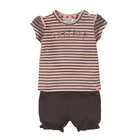 DIRKJE Set 2dílný kr. kalhoty 80 Smokey Pink+Stripe+Smokey Grey