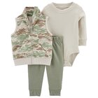 CARTER'S Set 3dílná vesta, tepláky, body dl. rukáv Green Camo chlapec 3m CARTER'S Set 3dílná vesta, tepláky, body dl. rukáv Green Camo chlapec 3m