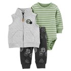 CARTER'S Set 3dielny vesta, tepláky, body dl. rukáv GreyGreen chlapec NB/ veľ. 56