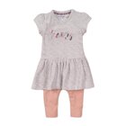 DIRKJE Set 2dílný šaty 86 Grey Melange+Dusty Pink