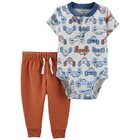 CARTER'S Set 2dílný body kr. rukáv, tepláky Brown Cars Henley kluk 24m