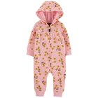 CARTER'S Overal na zips fleece prechodný Pink Floral dievča 3m