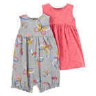 CARTER'S Set 2dielny overal letný, šaty s nohavičkami BluePink dievča 12m