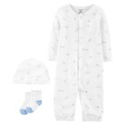 CARTER'S Set 3dielny biely - potlač, 6 m /veľ. 68