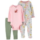 CARTER'S Set 3dielny body dl. rukáv, legíny, overal Fox&Gooses dievča 3m