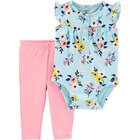 CARTER'S Set 2dielny body, nohavice Flowers dievča 6 m /veľ. 68