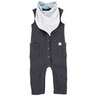 CARTER'S Set 2dílný overal bez rukávů, bryndáček Charcoal chlapec LBB NB/ vel. 56