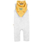 CARTER'S Set 2dílný overal bez rukávů, bryndáček Grey neutrál LBB NB/ vel. 56