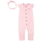 CARTER'S Set 2dílný overal na zip bez rukávů, čelenka Pink dívka LBB NB/ vel. 56 CARTER'S Set 2dílný overal na zip bez rukávů, čelenka Pink dívka LBB NB/ vel. 56