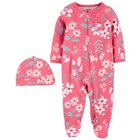 CARTER'S Set 2dílný overal na zip Sleep&Plays, čepice Flowers dívka LBB PRE, vel. 46 CARTER'S Set 2dílný overal na zip Sleep&Plays, čepice Flowers dívka LBB PRE, vel. 46