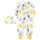 CARTER'S Set 2dílný overal na zip Sleep&Plays, čepice Veggies neutrál LBB PRE, vel. 46 CARTER'S Set 2dílný overal na zip Sleep&Plays, čepice Veggies neutrál LBB PRE, vel. 46