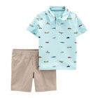 CARTER'S Set 2dielny polokošeľa, nohavice kr. Polo chlapec 9 m, veľ. 74
