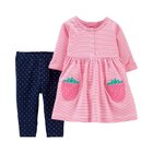 CARTER'S Set 2dílný šaty, legíny Strawberry dívka 9 m/vel. 74