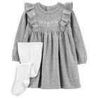 CARTER'S Set 2dielny šaty, pančuchy Grey dievča 18m