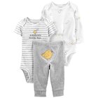 CARTER'S Set 3dielny body kr. rukáv, body dl. rukáv, tepláky Grey Chick neutrál LBB 12m, veľ. 80