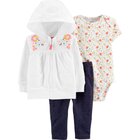 CARTER'S Set 3dielny body, mikina, nohavice Flowers dievča 24 m /veľ. 92