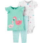 CARTER'S Set 3dielny body, tričko krátky rukáv, nohavice Flamingo dievča LBB 12 m /veľ. 80