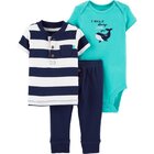 CARTER'S Set 3dielny body, tričko krátkyrukáv, nohavice Whale chlapec LBB 3 m /veľ. 62