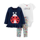 CARTER'S Set 3dielny body, tričko, legíny Ladybug dievča 3 m /veľ. 62