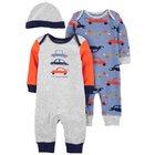 CARTER'S Set 3dílný overal na druky bez nožiček 2ks, čepice Cars chlapec LBB NB/ vel. 56 CARTER'S Set 3dílný overal na druky bez nožiček 2ks, čepice Cars chlapec LBB NB/ vel. 56