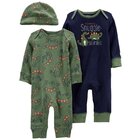 CARTER'S Set 3dílný overal na druky bez nožiček 2ks, čepice Dino chlapec LBB NB/ vel. 56 CARTER'S Set 3dílný overal na druky bez nožiček 2ks, čepice Dino chlapec LBB NB/ vel. 56