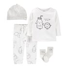 CARTER'S Set 4dílny tričko dl. rukáv, tepláky, ponožky, čepice Milk neutrál LBB PRO, vel. 46