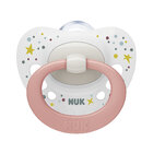 NUK Dudlík Signature 0-6m box bílo-broskvový NUK Dudlík Signature 0-6m box bílo-broskvový