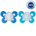 CHICCO Šidítko Physio Comfort silikon noční 16-36m chlapec - kočka/hvězdy 2 ks CHICCO Šidítko Physio Comfort silikon noční 16-36m chlapec - kočka/hvězdy 2 ks