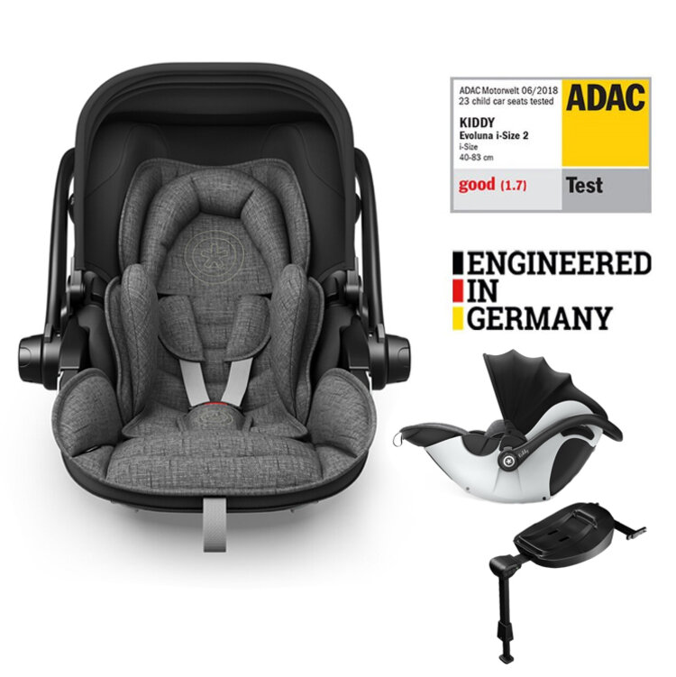 KIDDY Autosedačka Evoluna i-size 2 + Isofix základna 40-83 cm Grey Melange Icy Grey